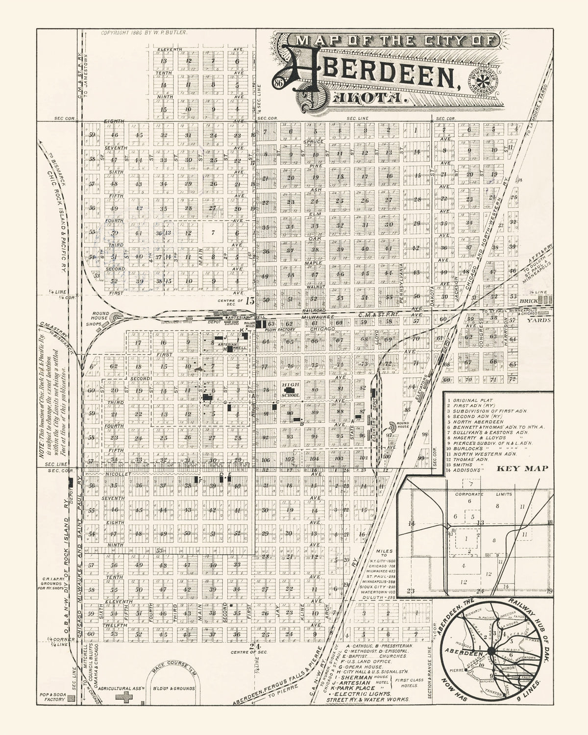 Preview of Vintage Map of Aberdeen, South Dakota 1886