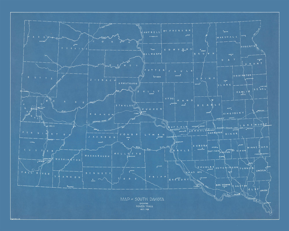 Vintage Map of South Dakota 1930 print style example