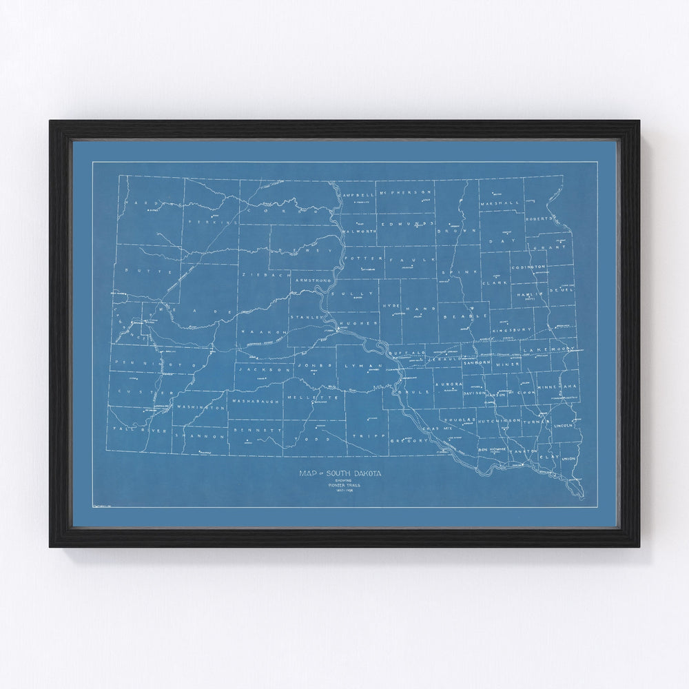 South Dakota Vintage Map 1930