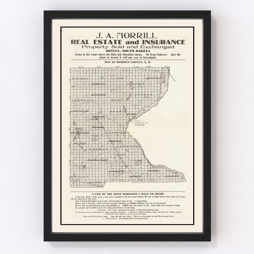 Roberts County Vintage Map 1907