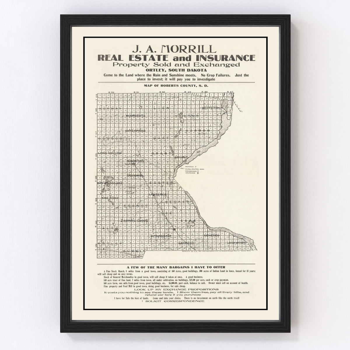 Roberts County Vintage Map 1907