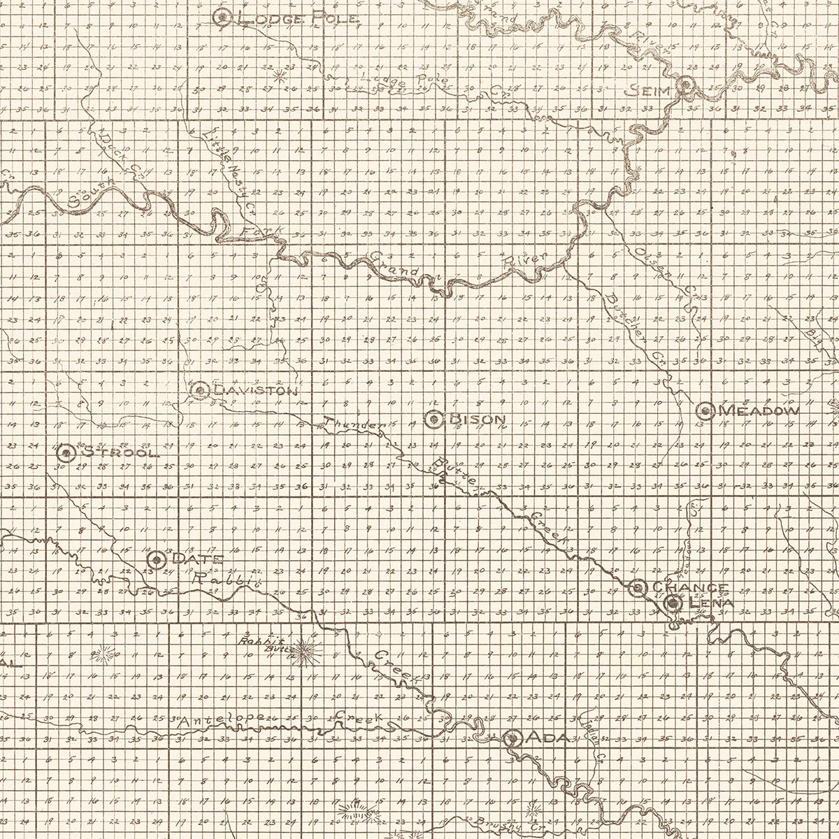 Restored historic details from the 1919 county map of Perkins County, South Dakota