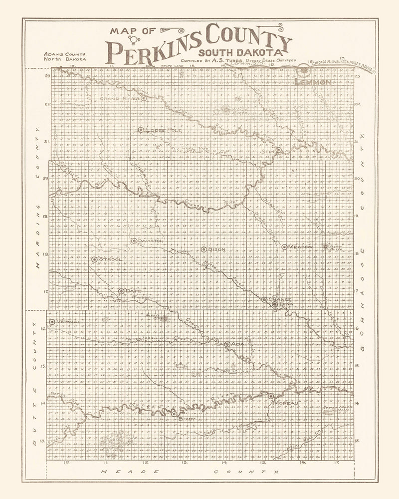 Size comparison using Vintage Map of Perkins County, South Dakota 1919