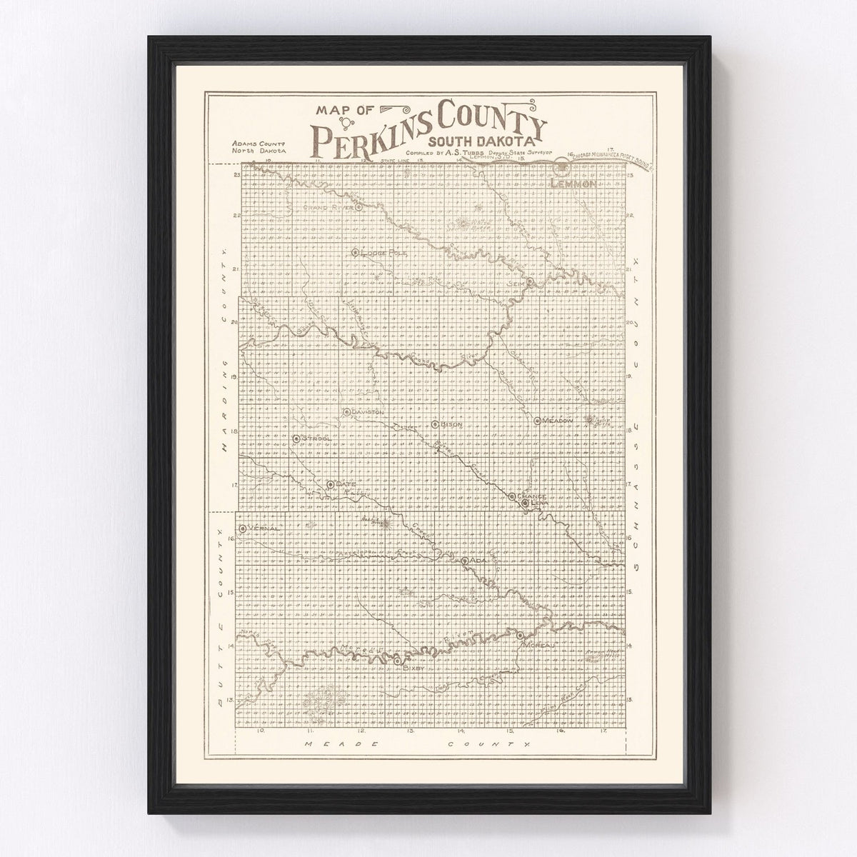 Perkins County Vintage Map 1919