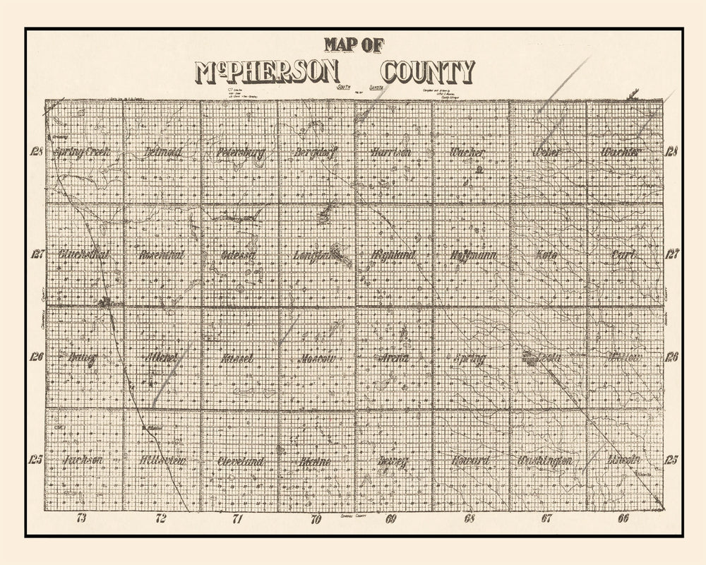 Vintage Map of McPherson County, South Dakota 1914 print style example