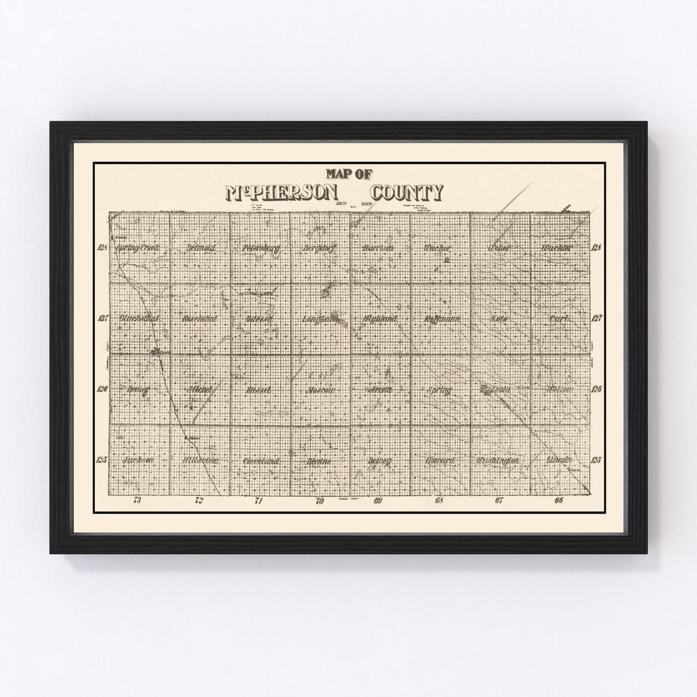 McPherson County Vintage Map 1914