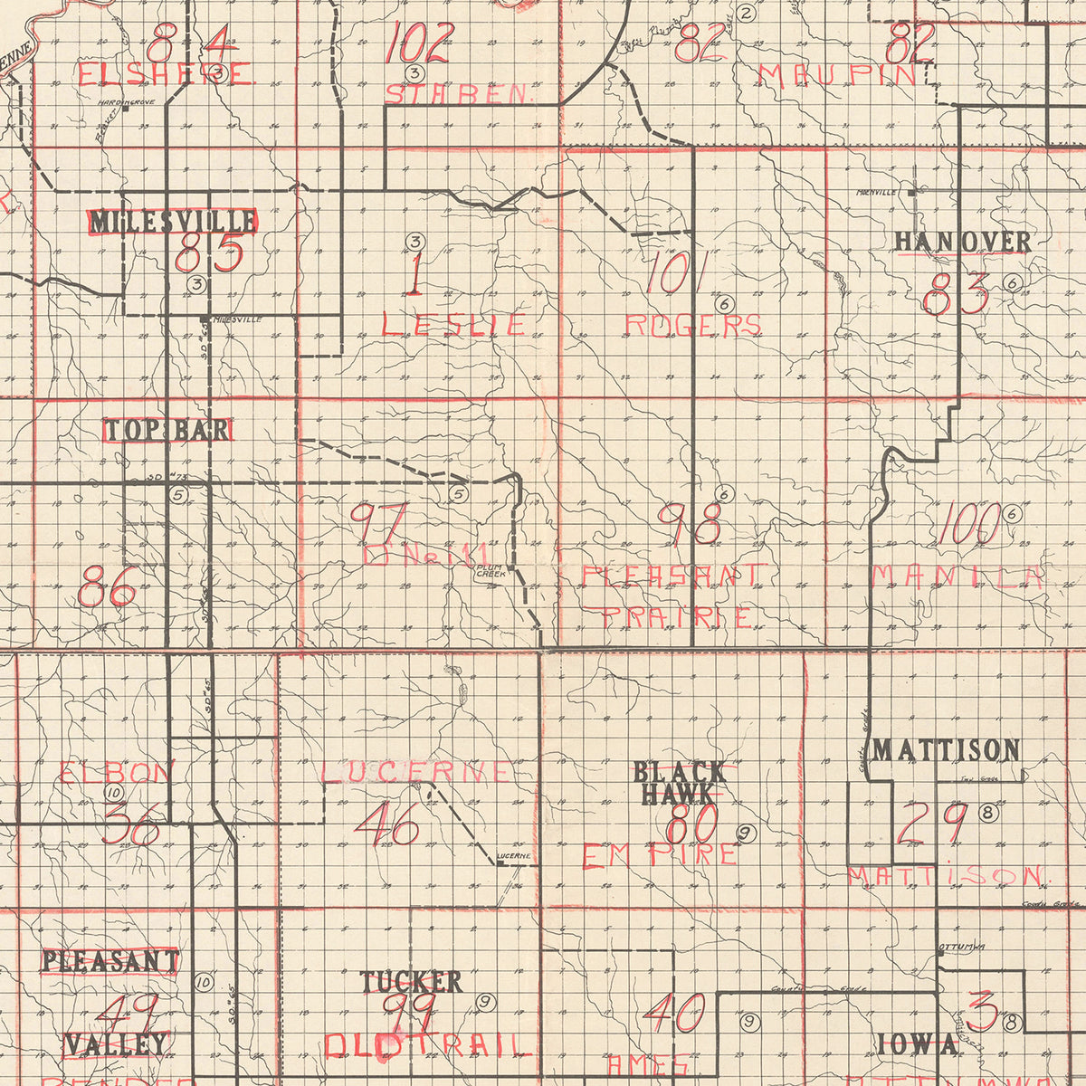 Restored historic details from the 1900 county map of Haakon County, South Dakota