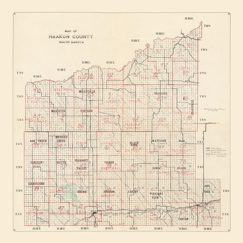 Size comparison using Vintage Map of Haakon County, South Dakota 1900