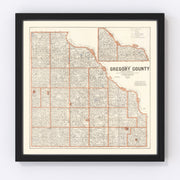 Gregory County Vintage Map 1909