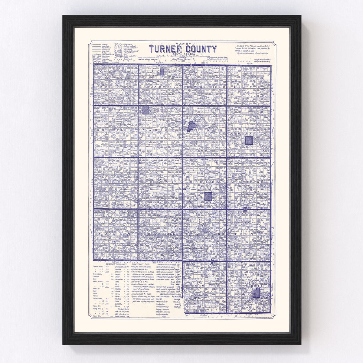 Turner County Vintage Map 1909