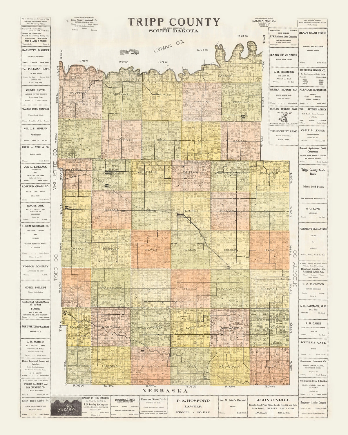 Preview of Vintage Map of Tripp County, South Dakota 1930