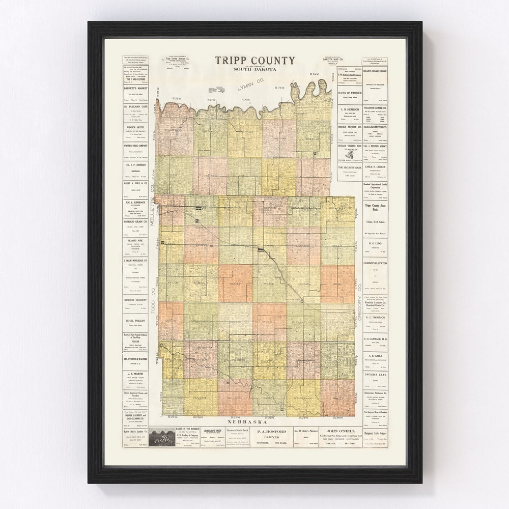 Tripp County Vintage Map 1930