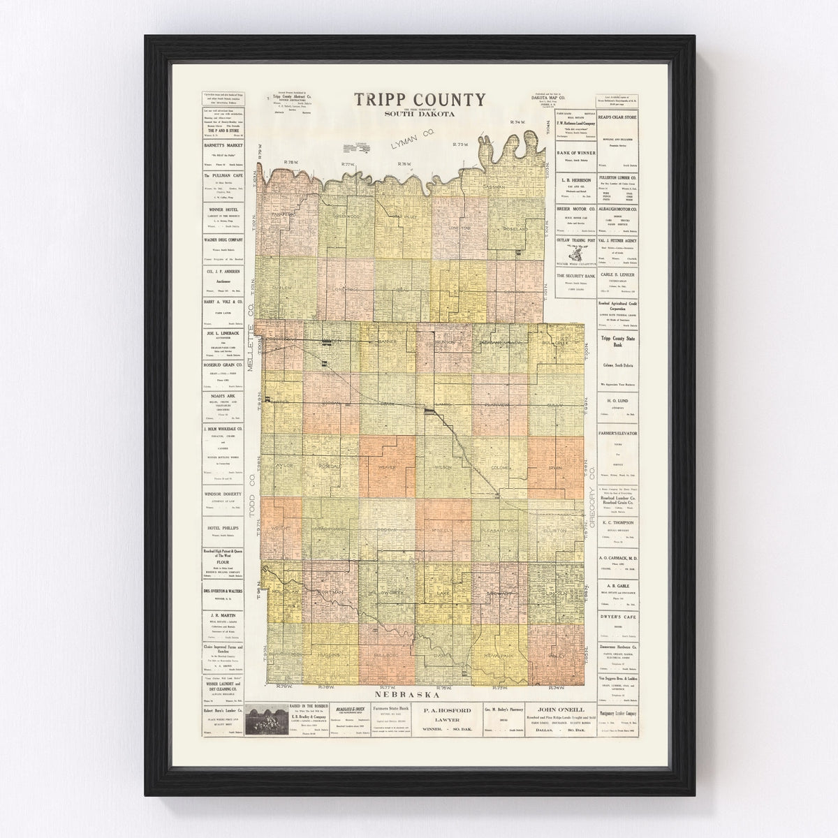 Tripp County Vintage Map 1930