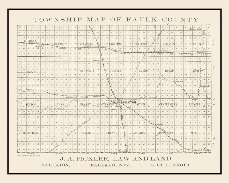 Size comparison using Vintage Map of Faulk County, South Dakota 1900