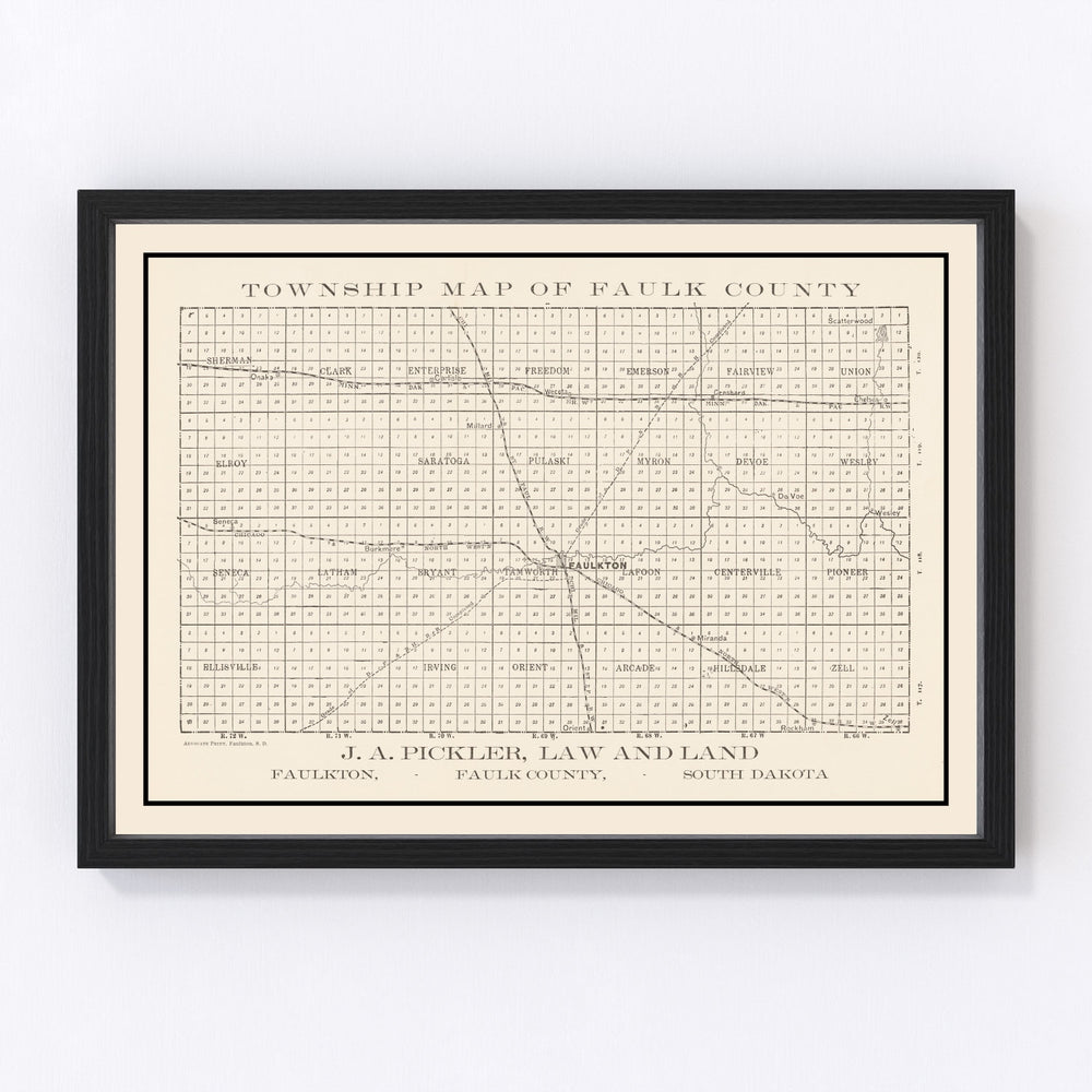Faulk County Vintage Map 1900