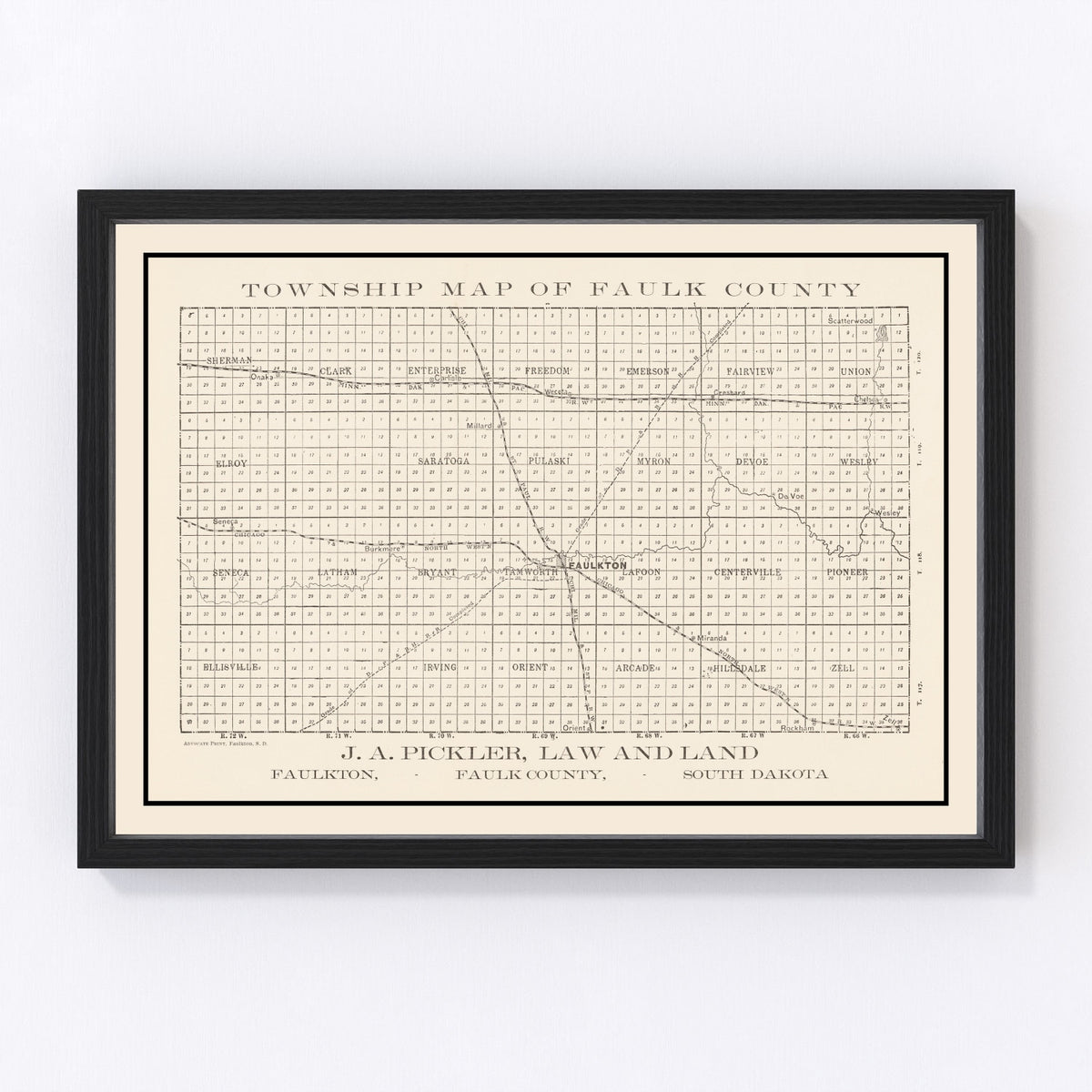 Faulk County Vintage Map 1900
