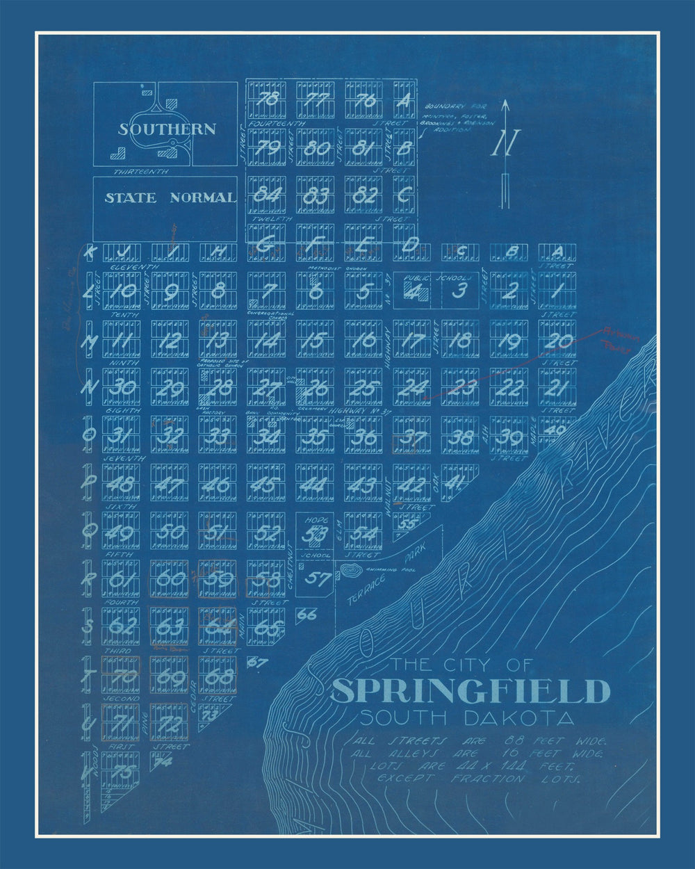 Vintage Map of Springfield, South Dakota 1881 print style example