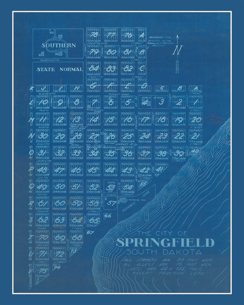 Size comparison using Vintage Map of Springfield, South Dakota 1881