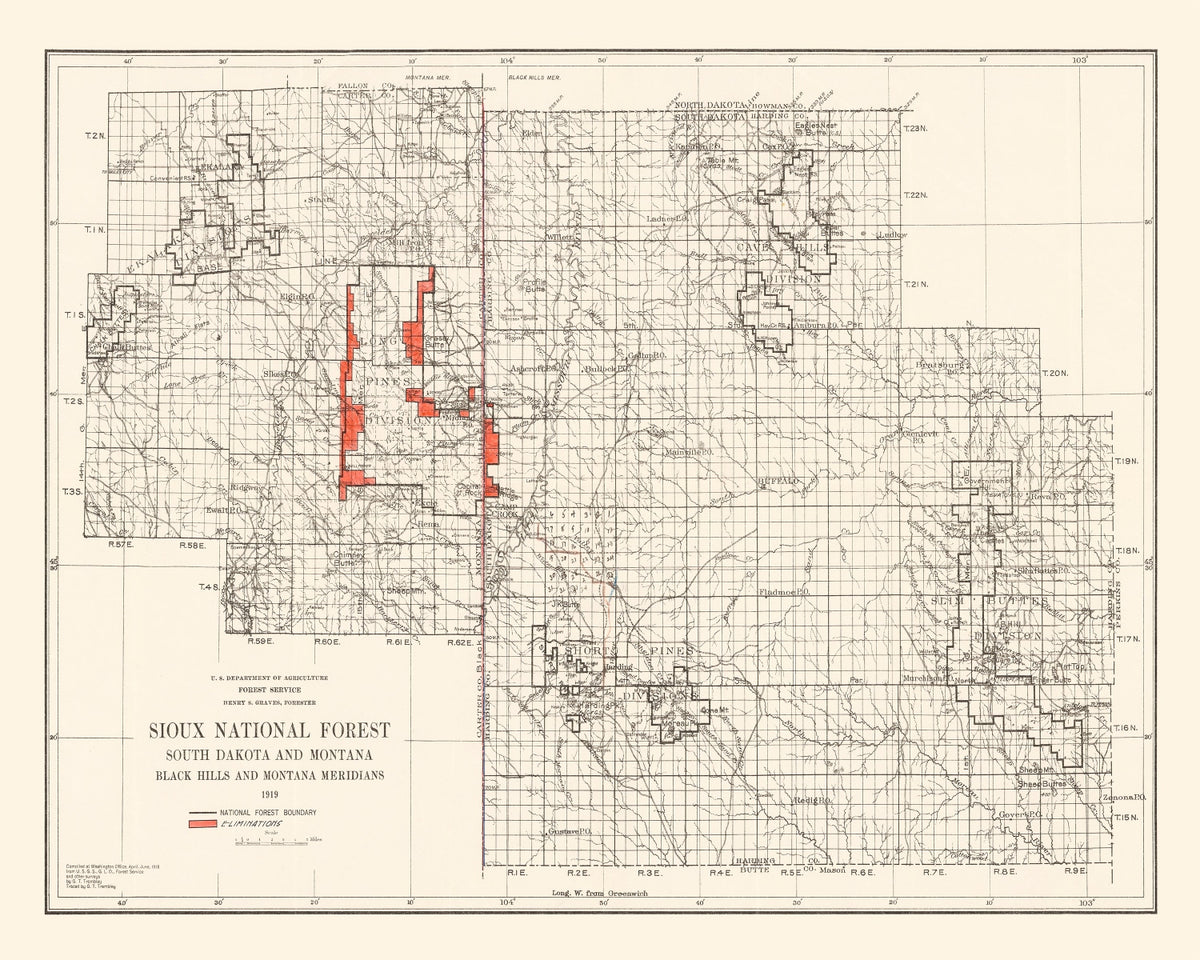 Preview of Vintage Sioux National Forest Map 1919