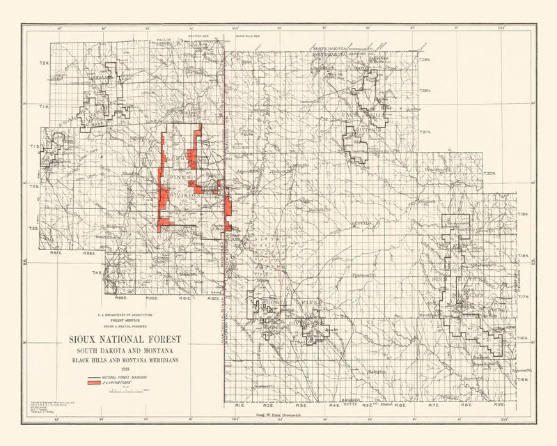 Size comparison using Vintage Sioux National Forest Map 1919
