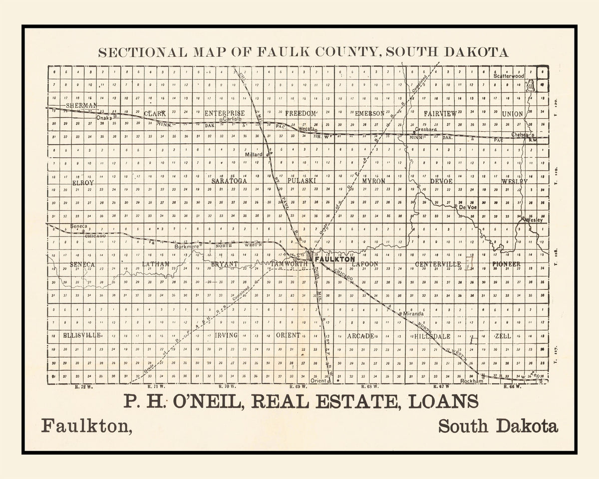 Preview of Vintage Map of Faulk County, South Dakota 1901