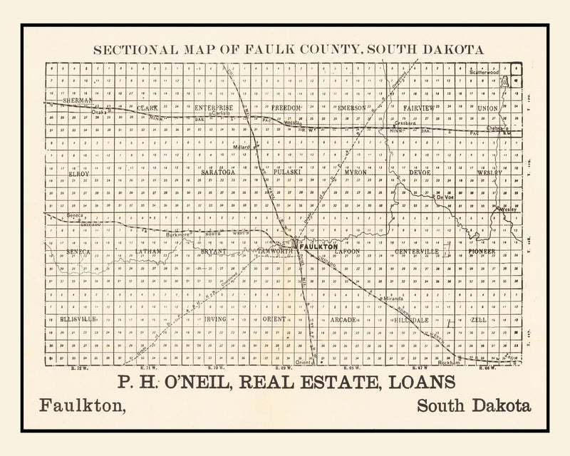 Size comparison using Vintage Map of Faulk County, South Dakota 1901