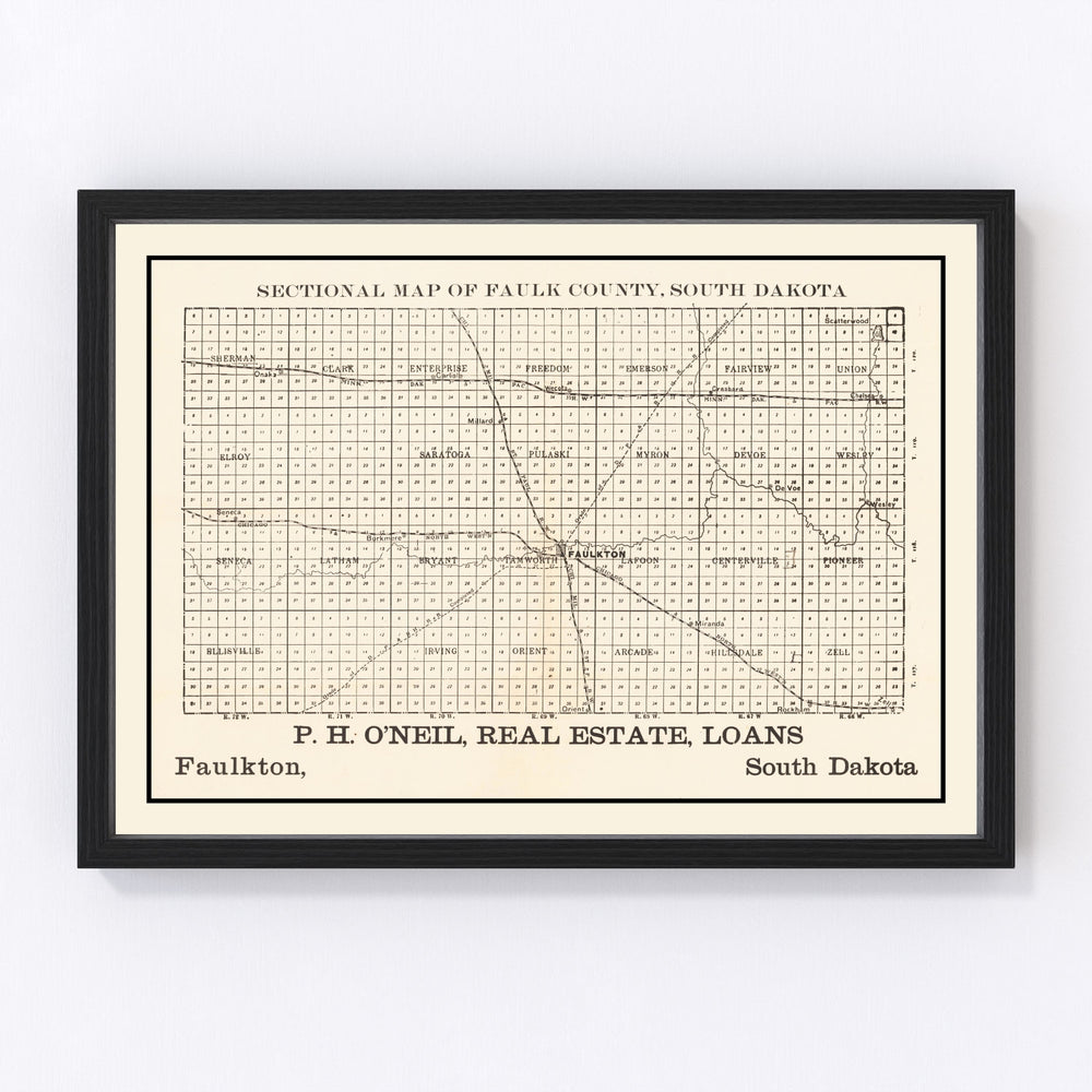Faulk County Vintage Map 1901