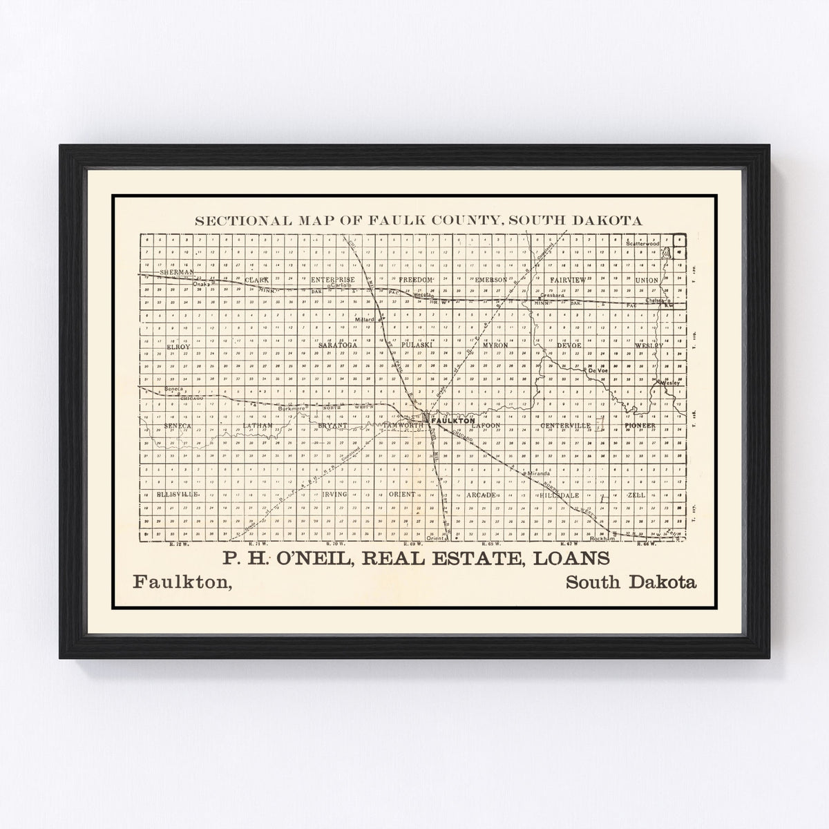 Faulk County Vintage Map 1901