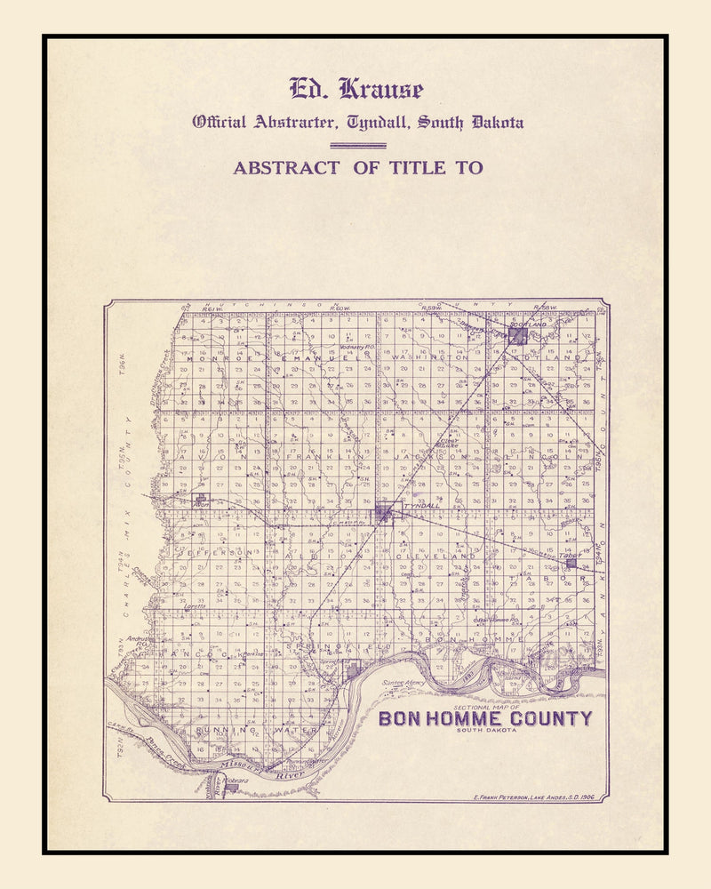 Size comparison using Vintage Map of Bon Homme County, South Dakota 1906
