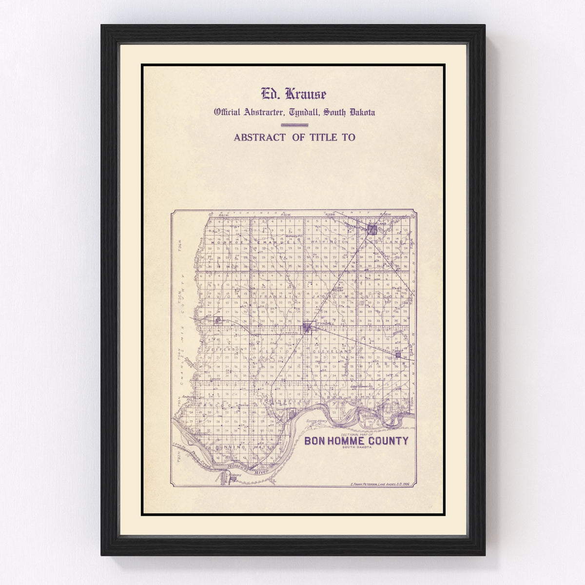 Bon Homme County Vintage Map 1906