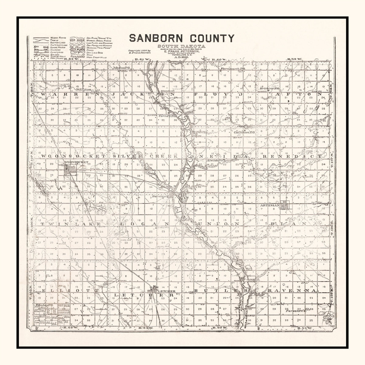 Preview of Vintage Map of Sanborn County, South Dakota 1900