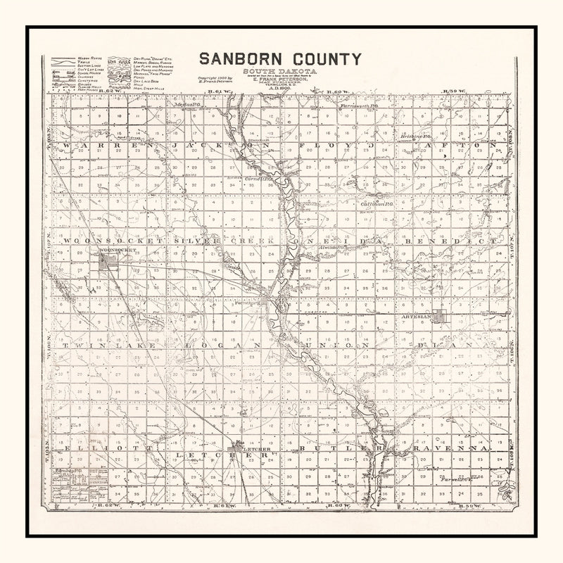 Size comparison using Vintage Map of Sanborn County, South Dakota 1900