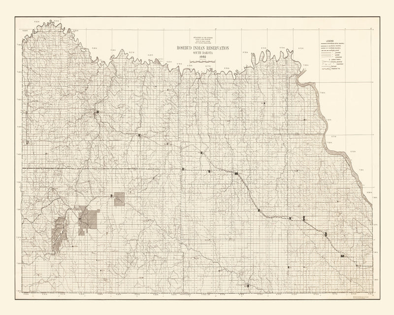 Size comparison using Vintage Rosebud Indian Reservation Map 1940