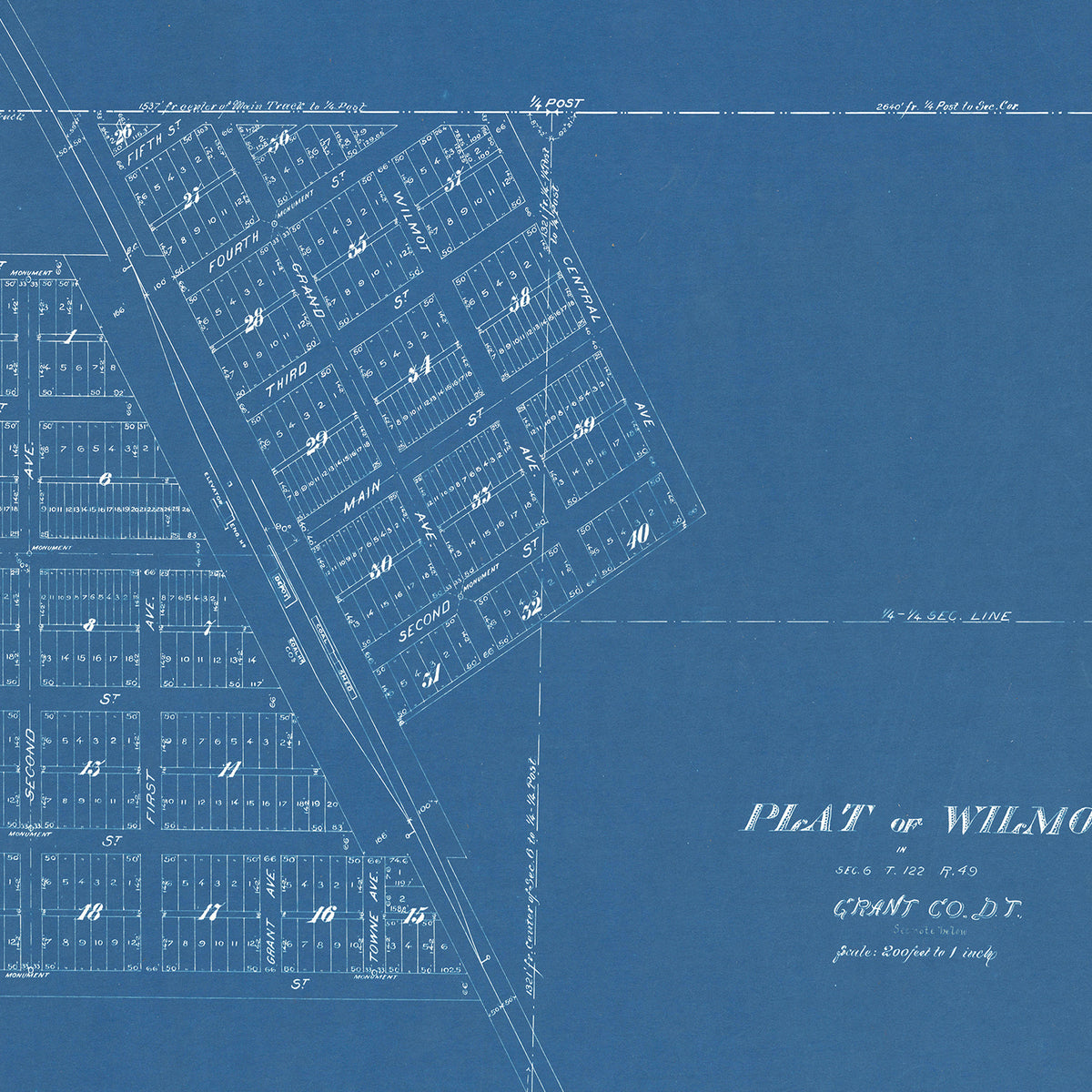 Restored historic details from the 1881 city map of Wilmot, South Dakota
