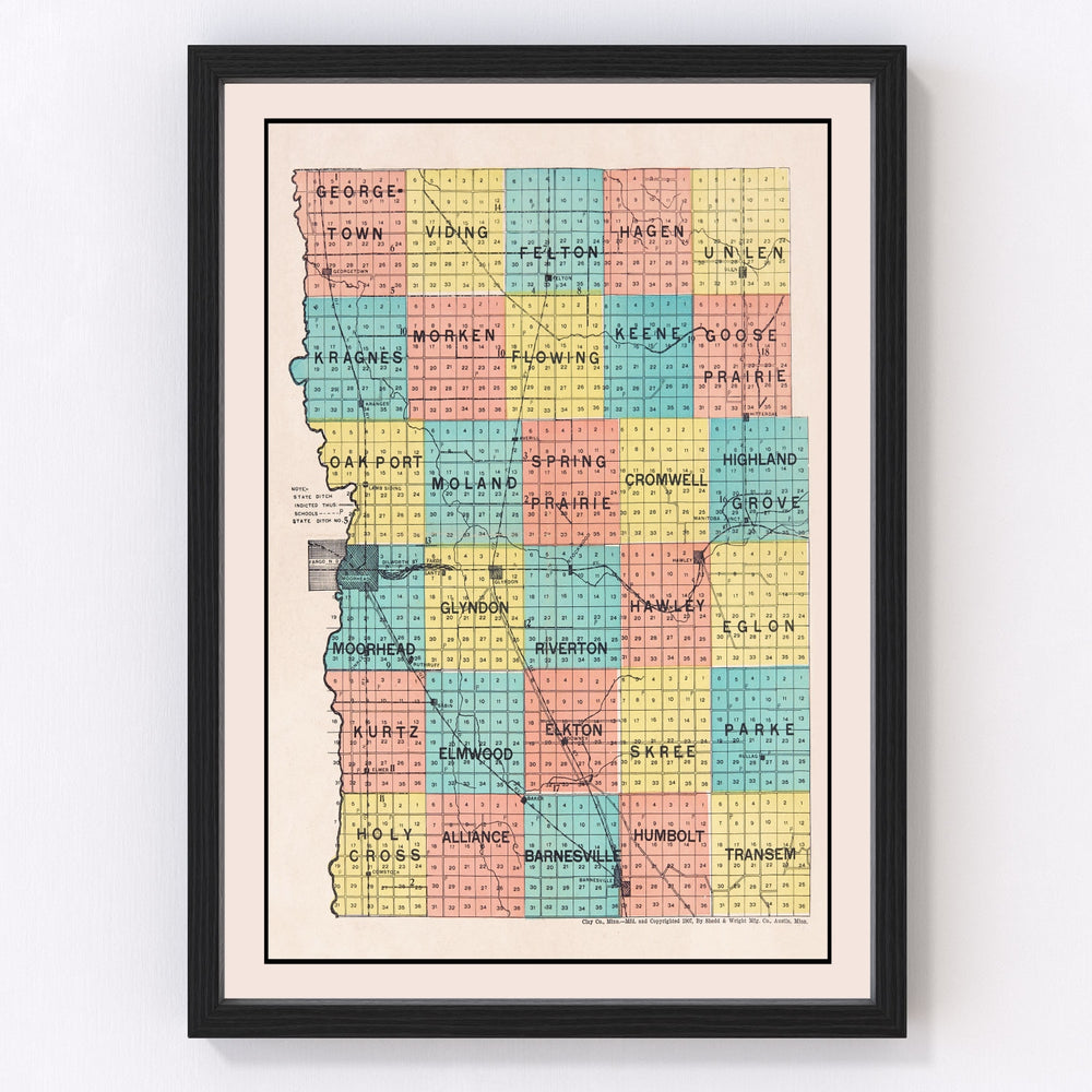 Clay County Vintage Map 1907