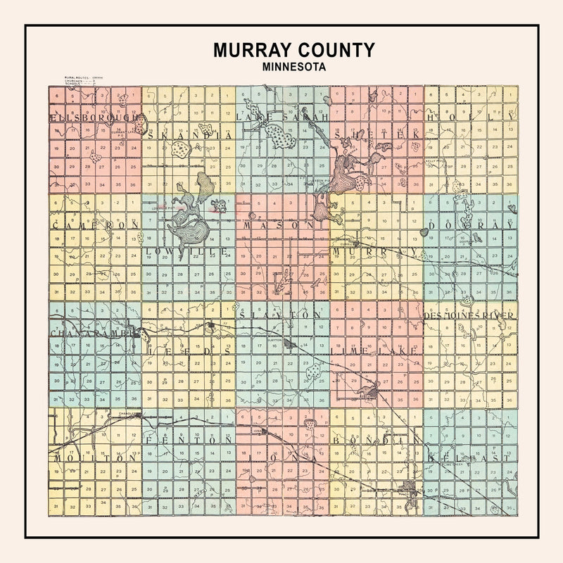 Size comparison using Vintage Map of Murray County, Minnesota 1907