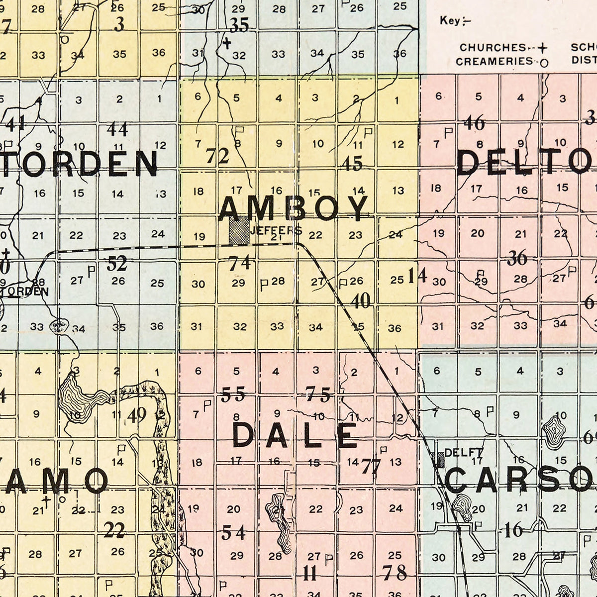 Restored historic details from the 1907 county map of Cottonwood County, Minnesota