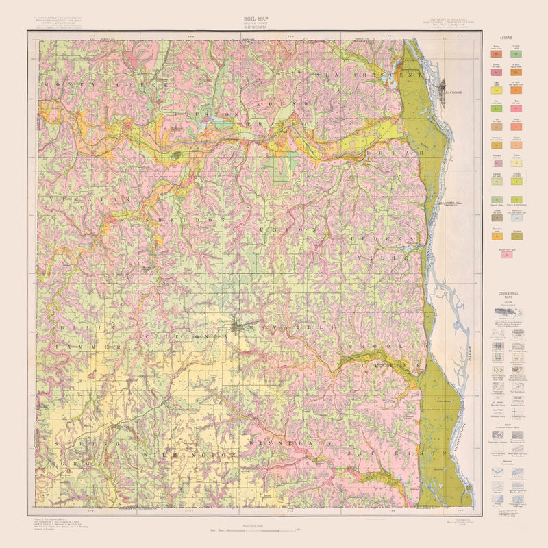 Size comparison using Vintage Map of Houston County, Minnesota 1929