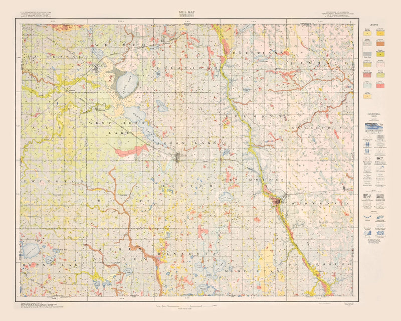 Size comparison using Vintage Map of Jackson County, Minnesota 1923