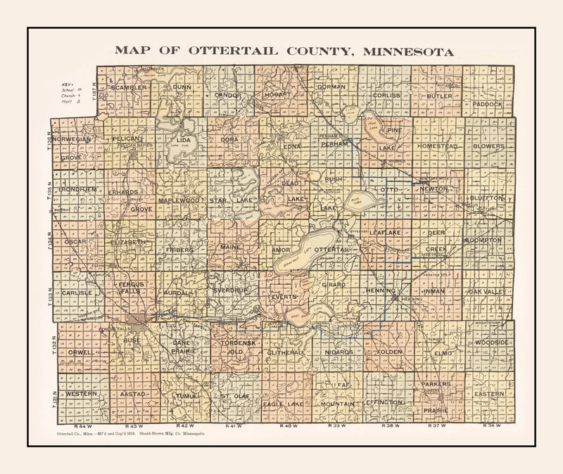 Size comparison using Vintage Map of Ottertail County, Minnesota 1916