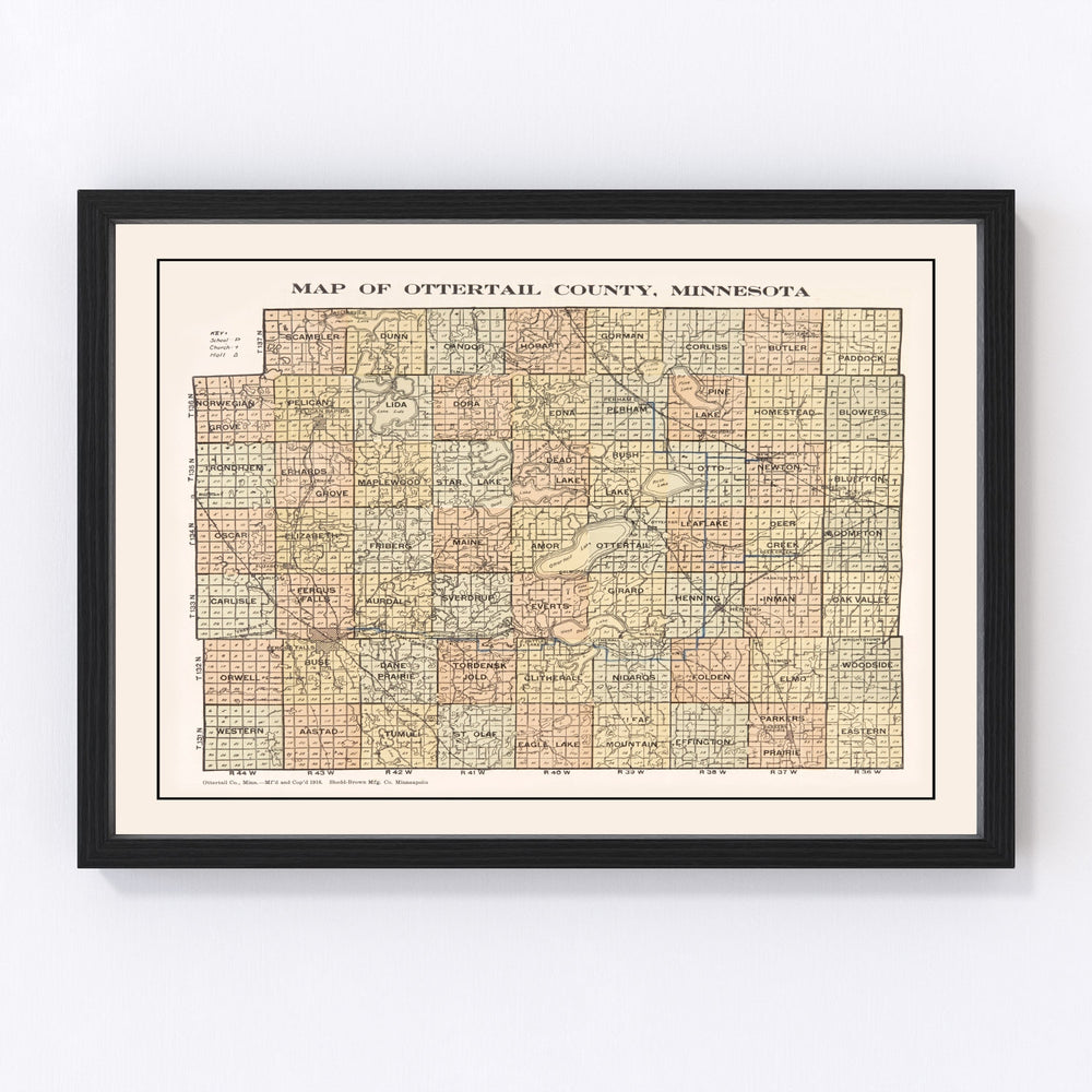 Ottertail County Vintage Map 1916