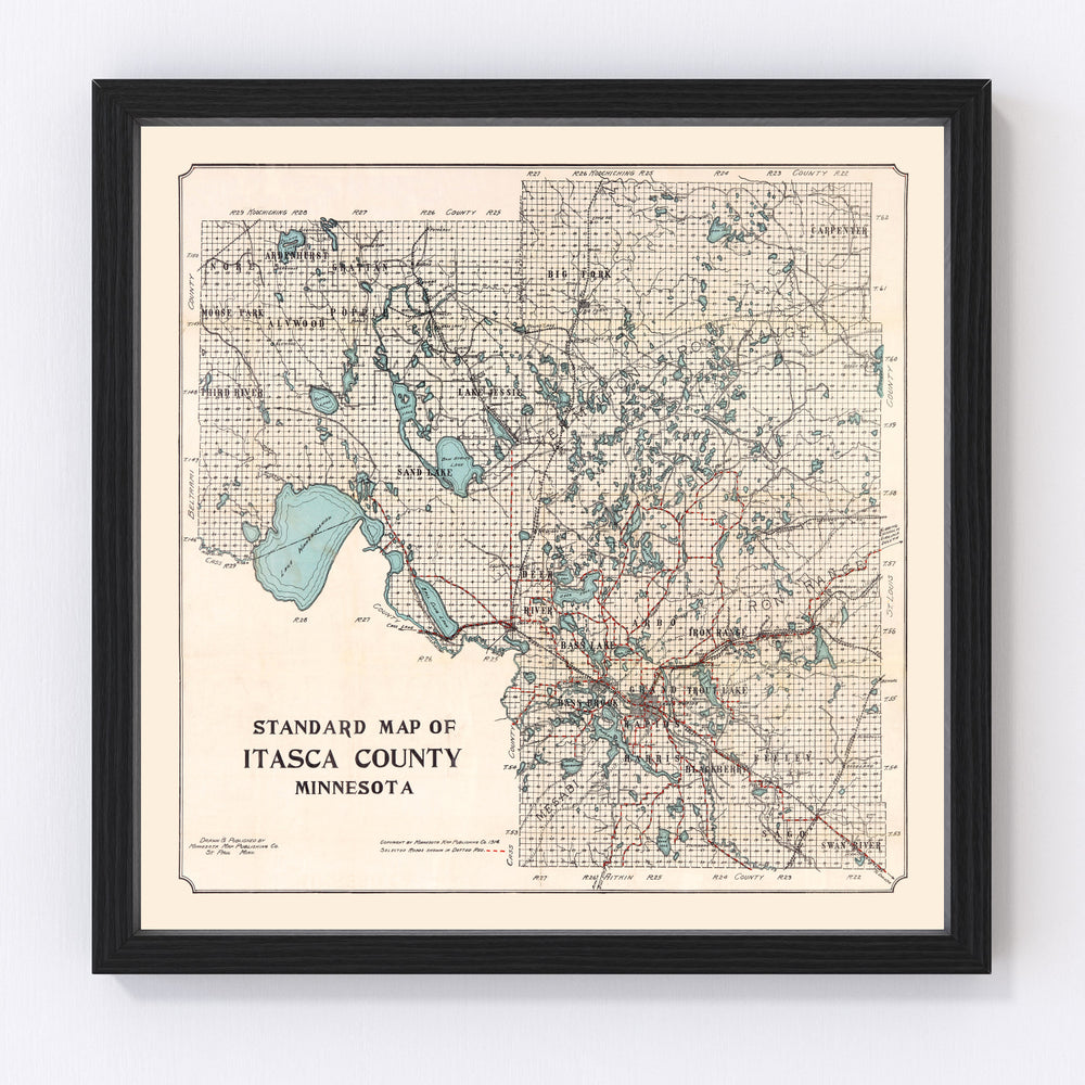 Itasca County Vintage Map 1914