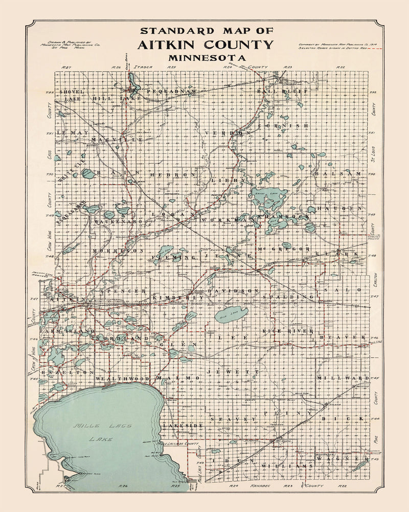 Size comparison using Vintage Map of Aitkin County, Minnesota 1914