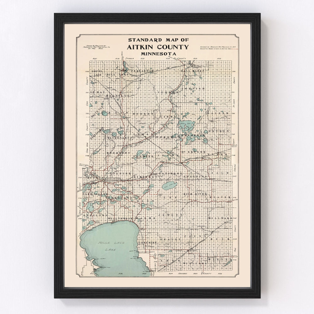 Aitkin County Vintage Map 1914