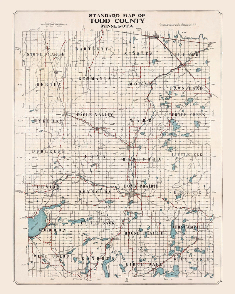 Size comparison using Vintage Map of Todd County, Minnesota 1913
