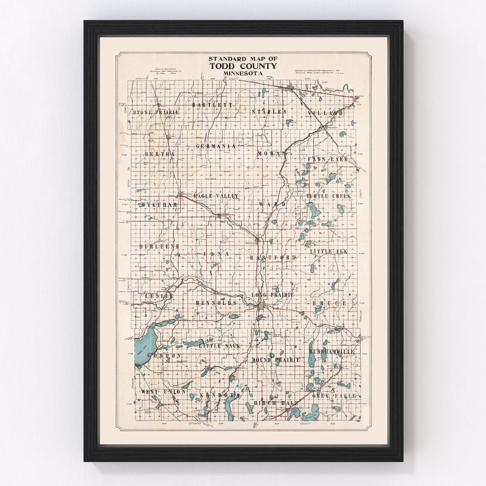 Todd County Vintage Map 1913