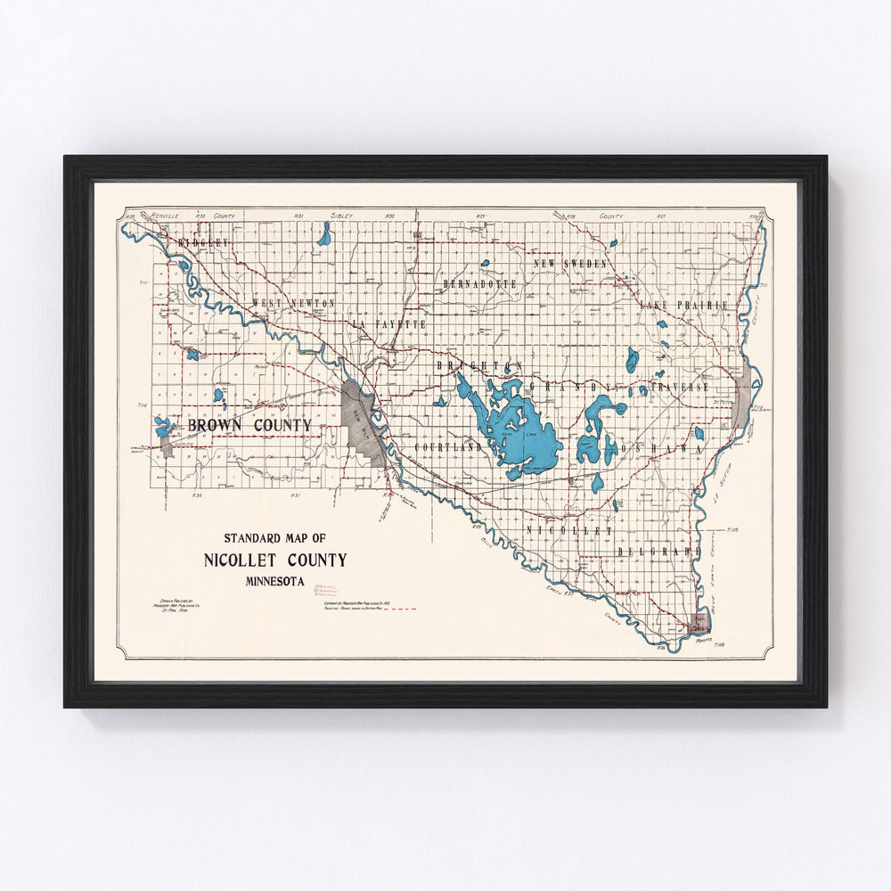 Nicollet County Vintage Map 1913
