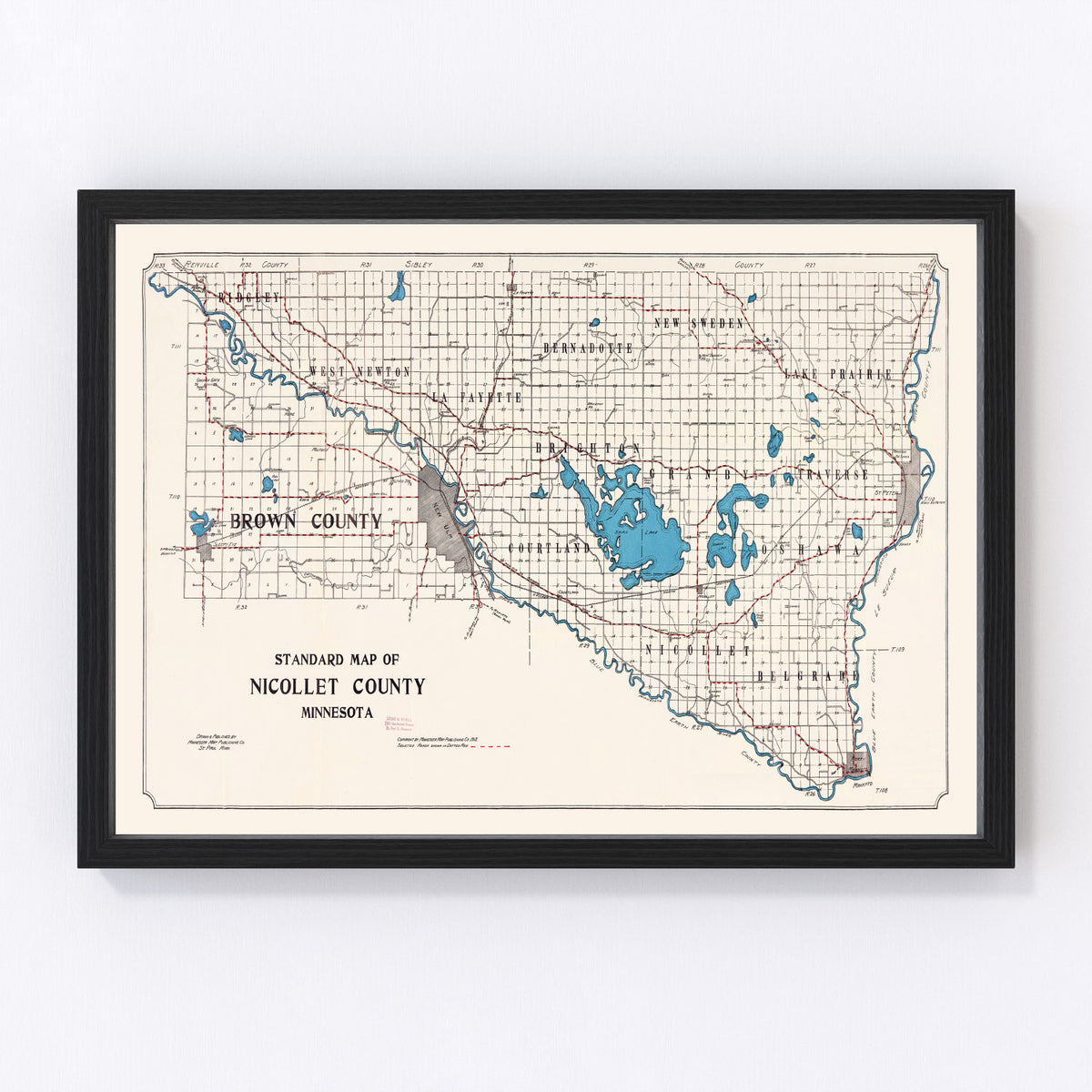 Nicollet County Vintage Map 1913