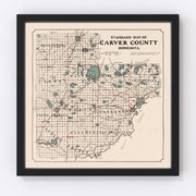 Carver County Vintage Map 1913