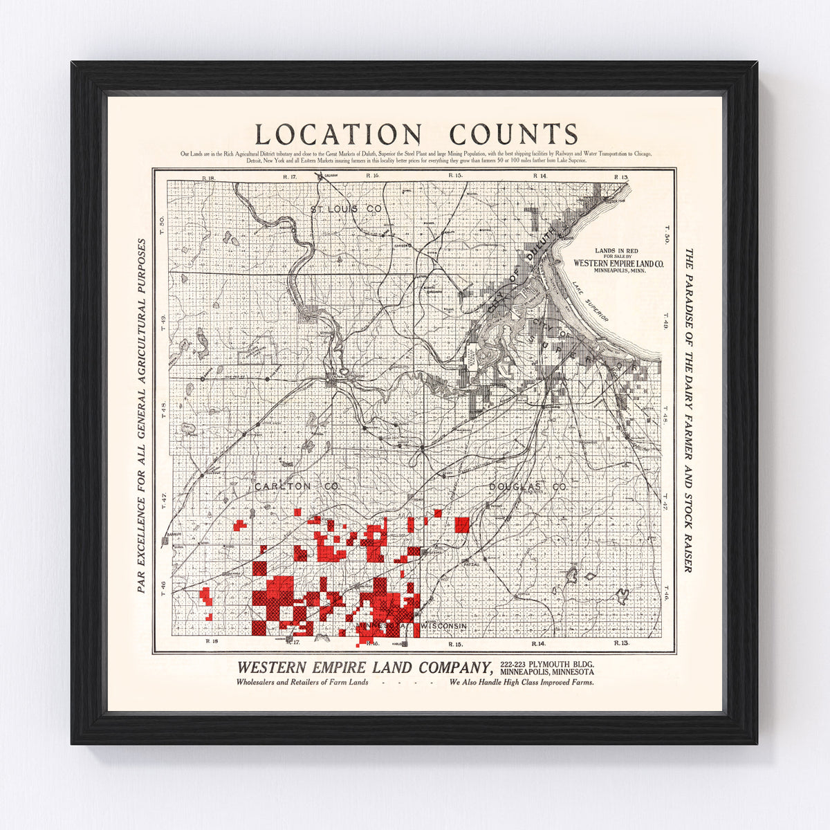 Carlton County Vintage Map 1919
